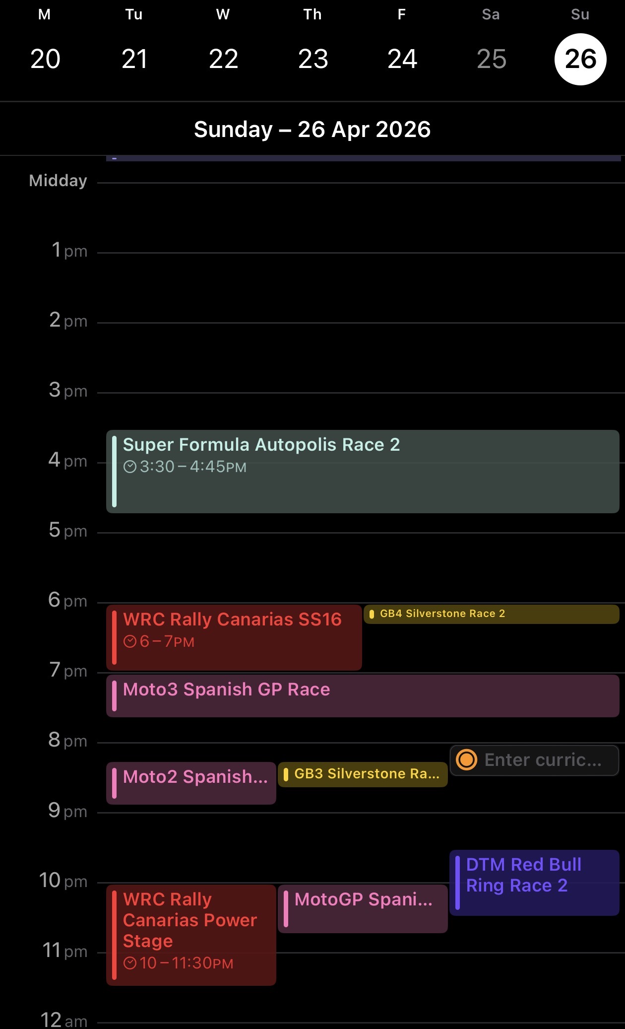 Calendar preview