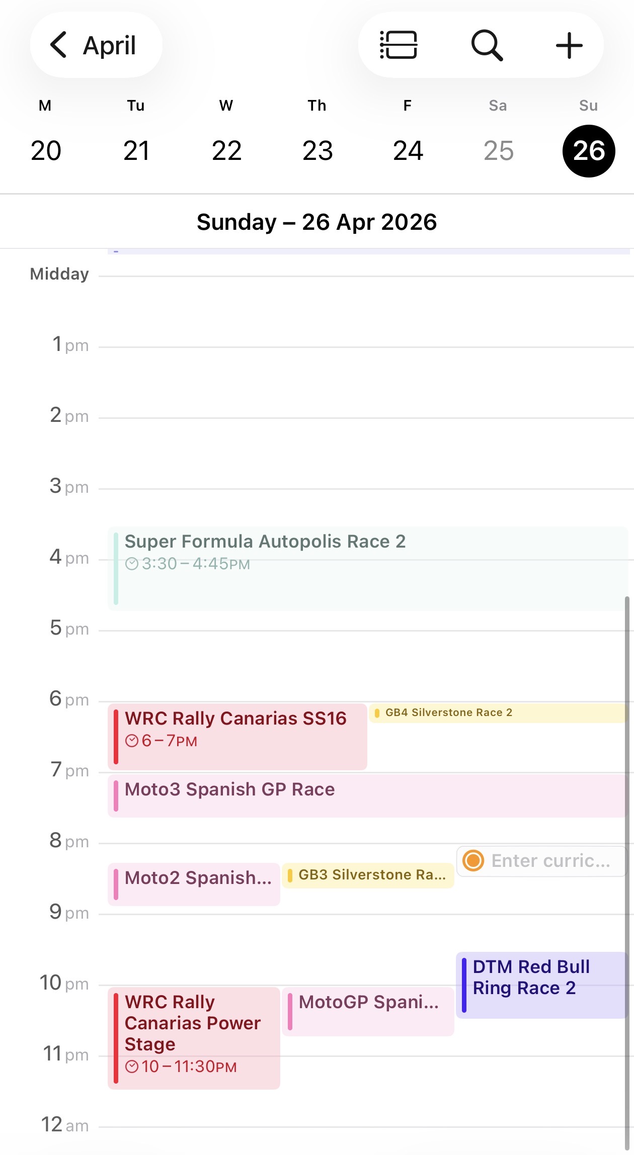 Calendar preview